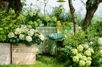 Een nostalgische tuin met hortensia's